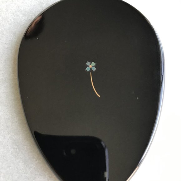Wajima lacquer Hand mirror, Handcrafted, Four-Leaf Clover, New without Tag - Picture 5 of 6